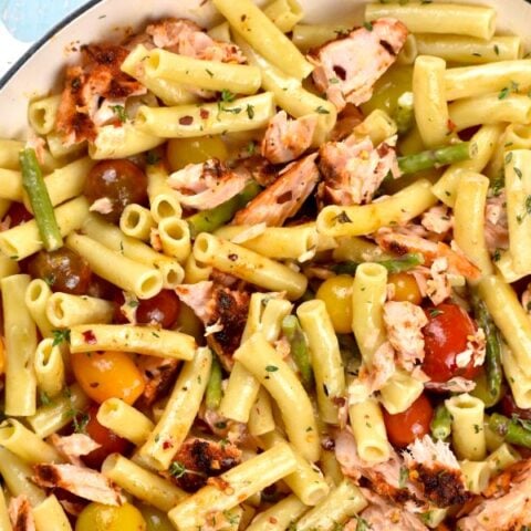 featured image for salmon pasta post