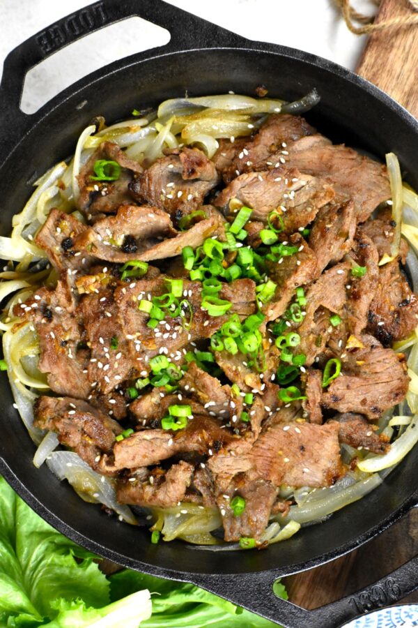 This easy Beef Bulgogi, aka Korean BBQ beef, recipe features beautifully marinated steak that cooks in a flash on stovetop or on the grill.