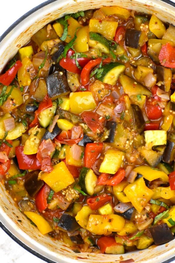 This easy Ratatouille recipe stars a variety of fresh summer veggies. It's a classic French stew that's perfect for a meatless dinner, or as a side dish.